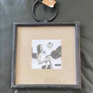 New w/tags Mud Pie cast iron hanging photo frame w/ ring & hanging hardware.